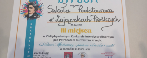 V MIĘDZYSZKOLNY KONKURS INTERDYSCYPLINARNY